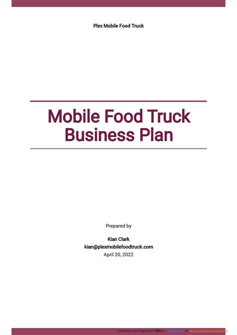 mobile food truck business plan template
